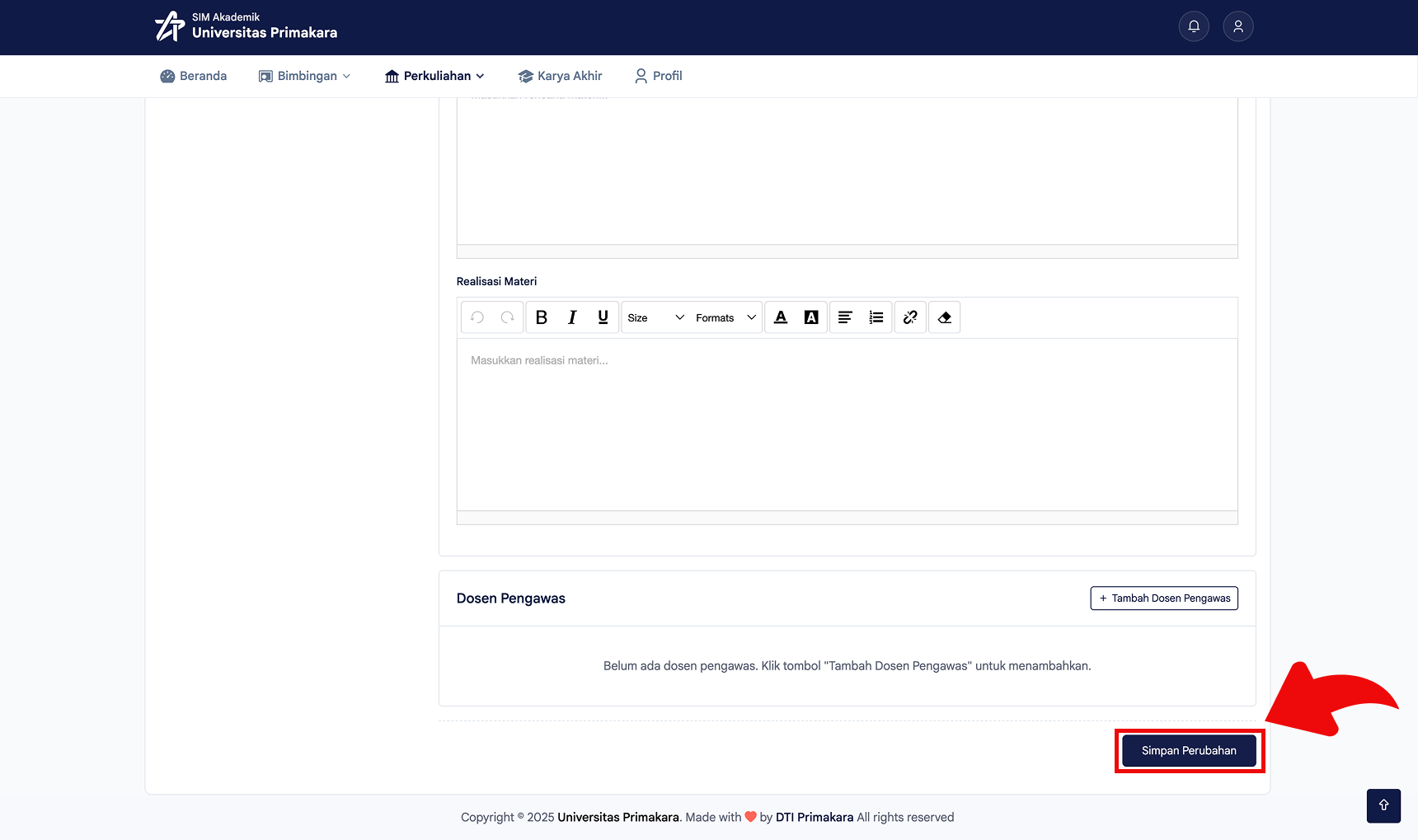 Klik tombol Simpan Perubahan