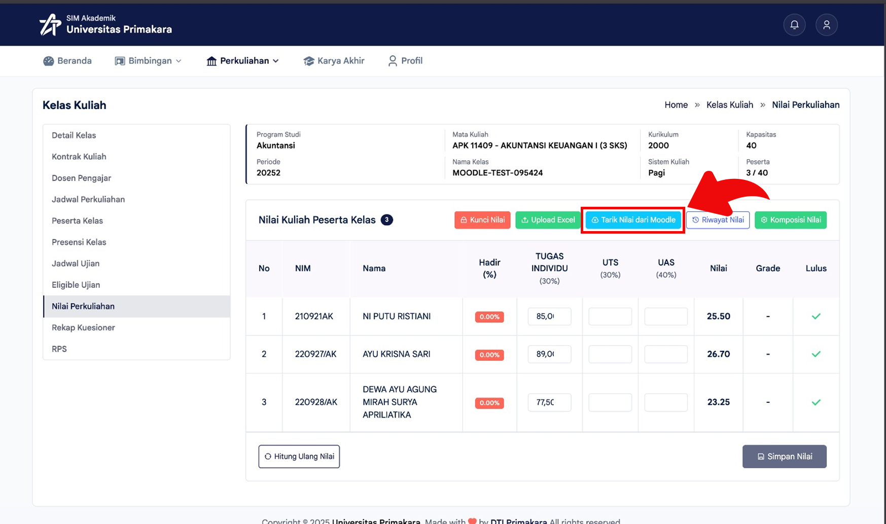 Membuka fitur tarik nilai dari Moodle