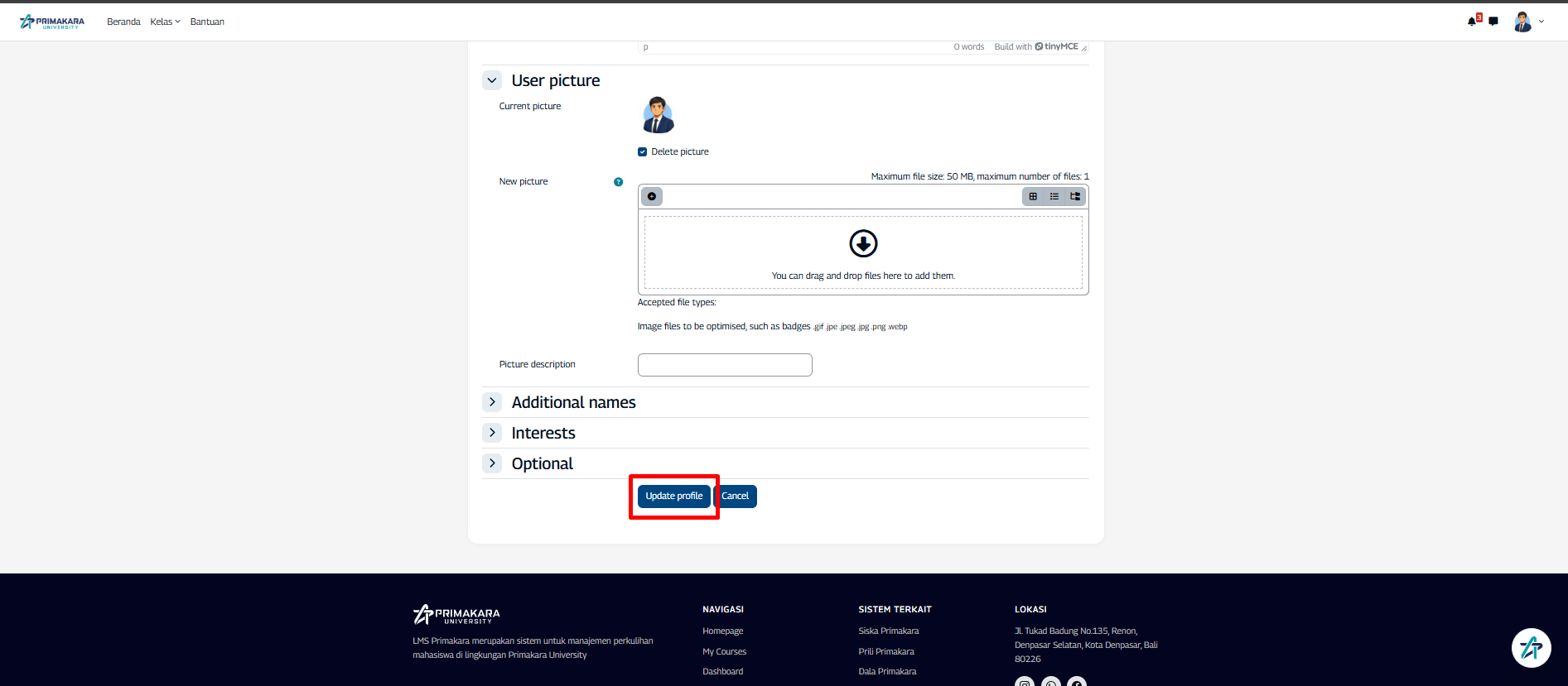 updateprodile